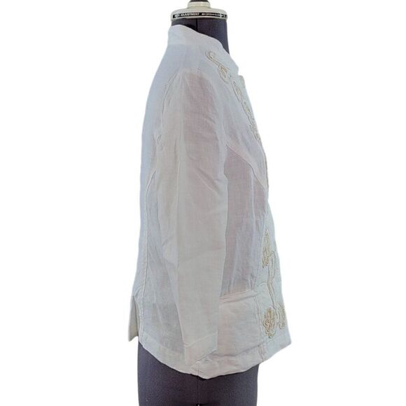 Chico's Linen Beaded Blouse Sz 0 - Picture 2 of 9